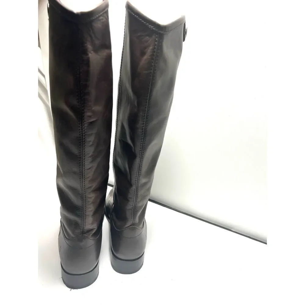 Frye Womens Melissa Button 2 Riding Boots Brown Leather Lined Knee High 6.5 B